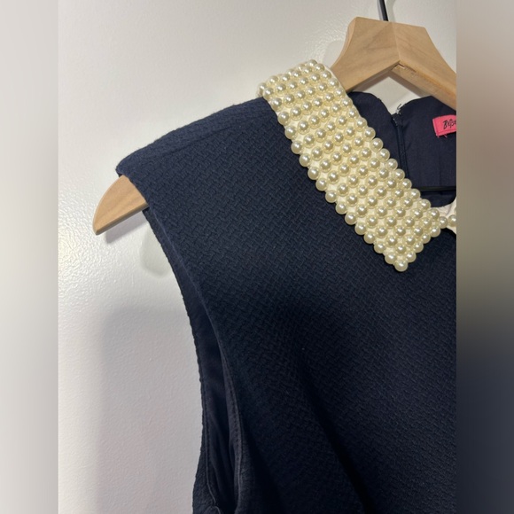Betsey Johnson Pearl Collar Navy Dress Size 6 Fit and Flare - Picture 6 of 8